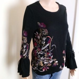 Chicos Bell Sleeve Bow Sweater Size 0